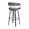 Armen Living Topanga 26" Swivel Black Wood Counter Stool in Gray Faux Leather with Golden Bronze Metal LCTOBABLKGRY26 - alternate 4